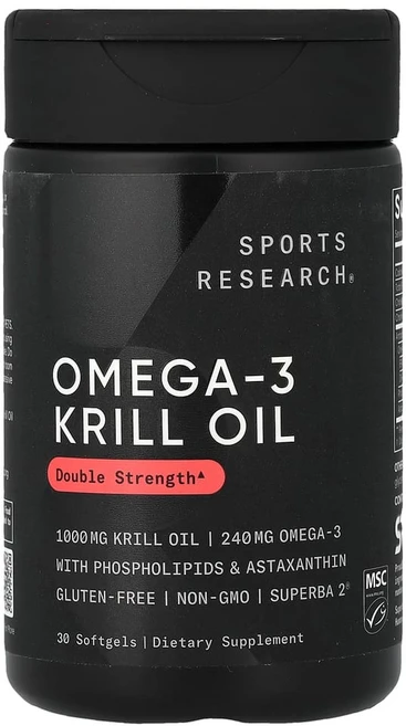 스포츠리서치 오메가3 크릴 오일 2배 강도 1000mg 소프트젤 30정, 1개 - 쿠팡