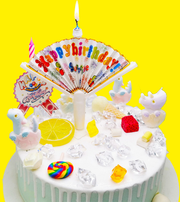 활짝 펴지는 서프라이즈 부채초 3개 깜짝 인싸생일초, 50g, 베이비파우더