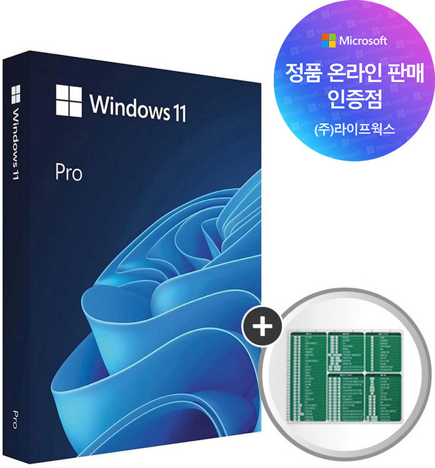 마이크로소프트 윈도우11 Pro FPP 처음사용자용 패키지 한글 USB 설치 한국 MS 공식 정품 인증점