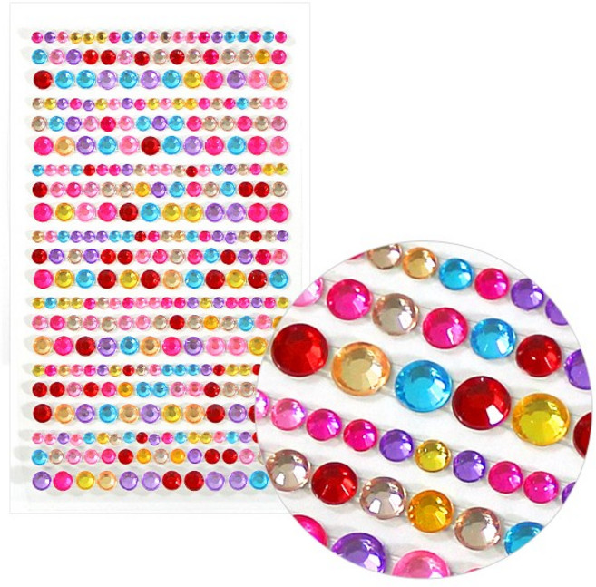 큐빅 비즈 스티커 원형혼합, 3개