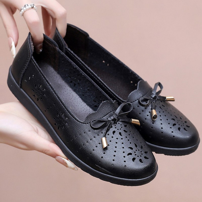 POMTOR 여성 여름 통기성 좋은 플랫슈즈 구두 발편한 단화