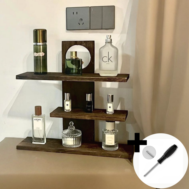 나띵베럴 3단 향수 차키 트레이 원목 선반진열대, 드라이버 포함