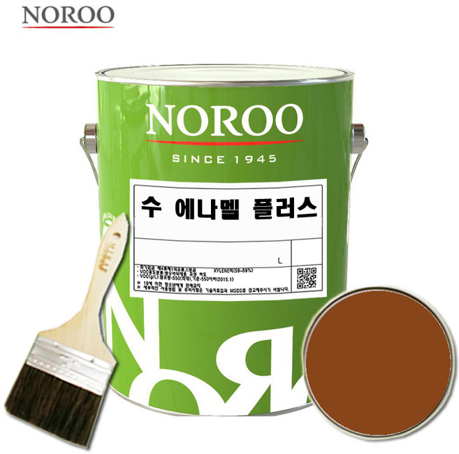 노루페인트 수 에나멜 철재 목재 페인트 기존색상 + 붓세트, 유광나무색, 1개, 1L