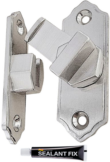 현관문 잠금장치 이중 안전걸이 무타공 보조 방문 현관 문잠금장치 90도 직각 걸쇠 안전장치, 실버+접착제 포함