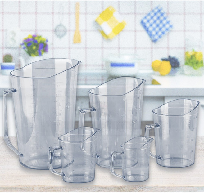 플라스틱 계량컵 국산 고강도 PC 비커 베이킹 카페 용품 육수컵 이유식 5 size, 2L, 투명