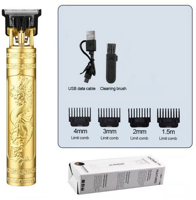 T9 USB 전기 트리머 머리 케어 남자 면도기 수염 깎기 기술 남성용 절단 헤어 기계 충전식, Gold