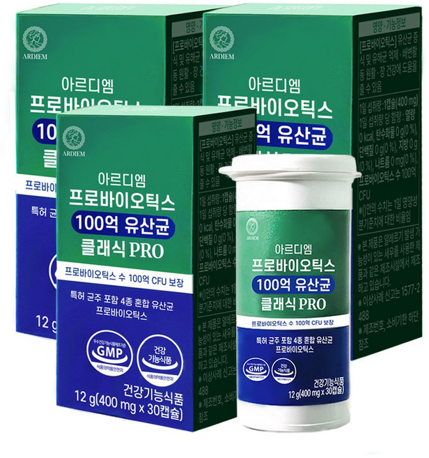 아르디엠 프로바이오틱스 100억 유산균 클래식 PRO 400mg, 3박스, 30회분