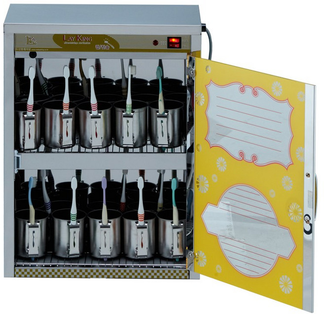 신원 자외선 칫솔 살균기 어린이집 학교 유치원 단체용 소독기 SW-24A, 노랑