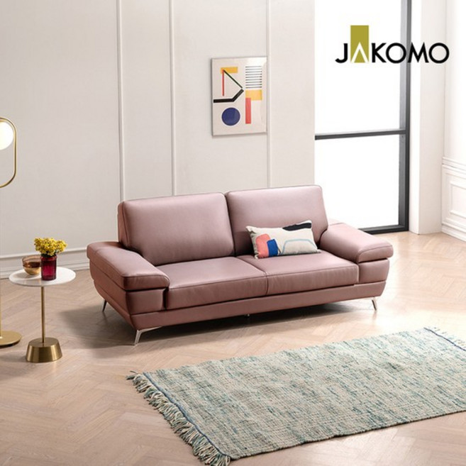 뉴트 3인 슈렁큰 천연면피 소가죽 소파, 라이트그레이