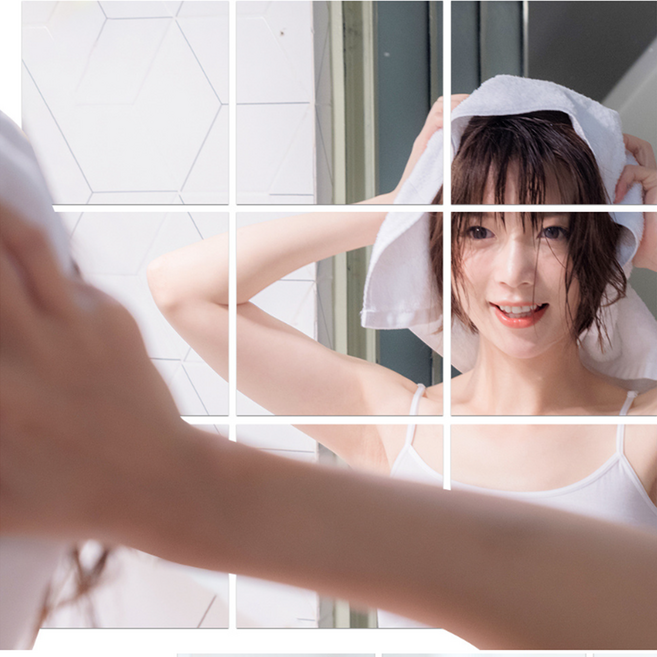 2mm 아크릴 거울 시트지 붙이는 조각 거울 15x15cm, 15x15cm-18개