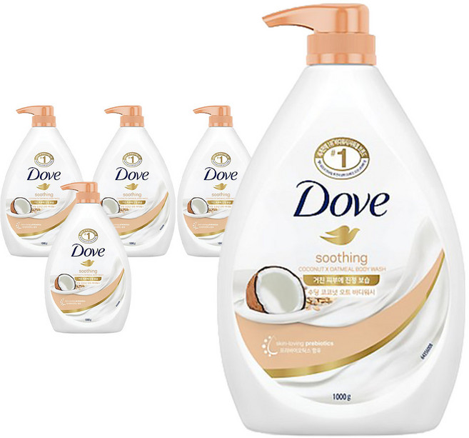 도브 수딩 코코넛 오트 바디워시, 1kg, 5개