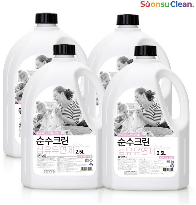 순수크린 섬유유연제프리미엄 실내건조형, 4개, 2.5L
