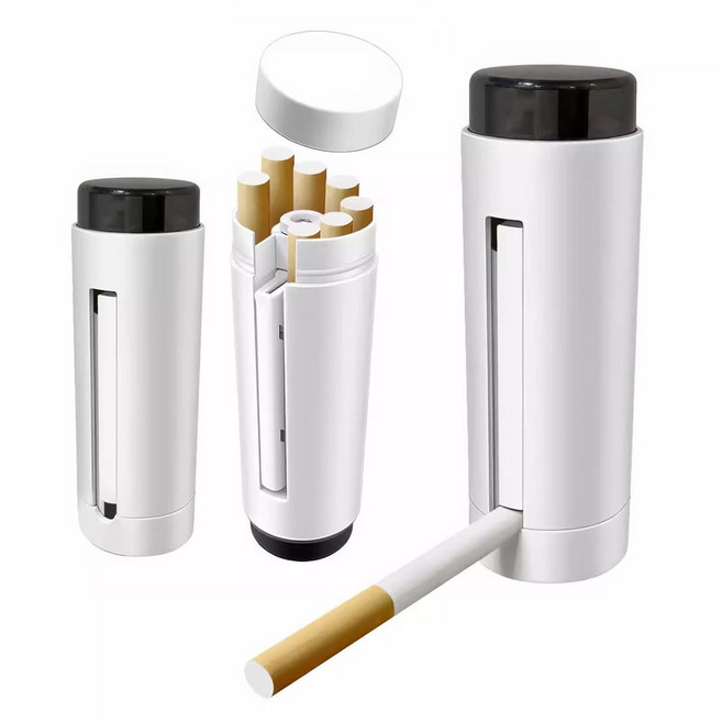 抖音同款 自動彈煙收納盒 粗支煙盒 一體式炫酷按壓取煙盒, 1個, 按壓折出煙盒【白色】粗支適用