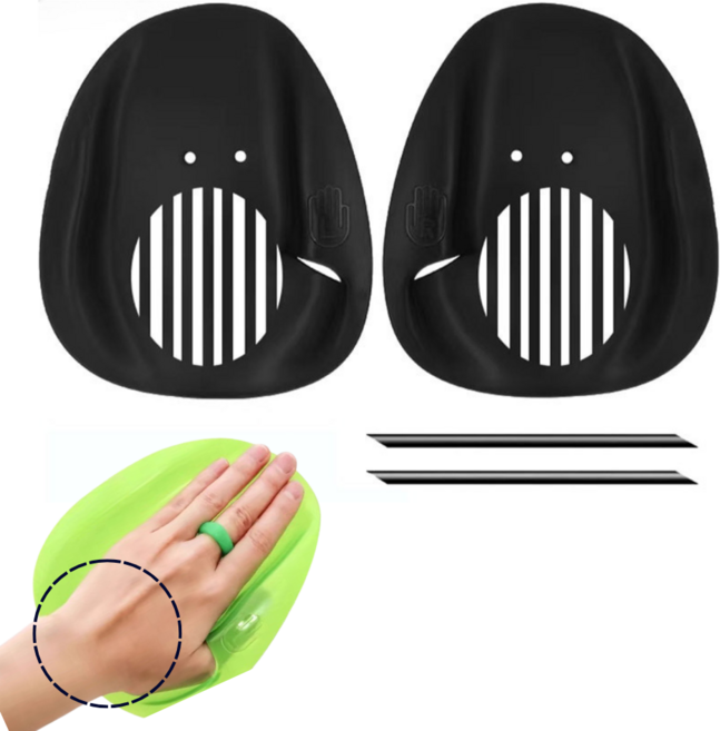 슬로우믹스 수영 패들 끈이 필요없는 훈련용, 블랙