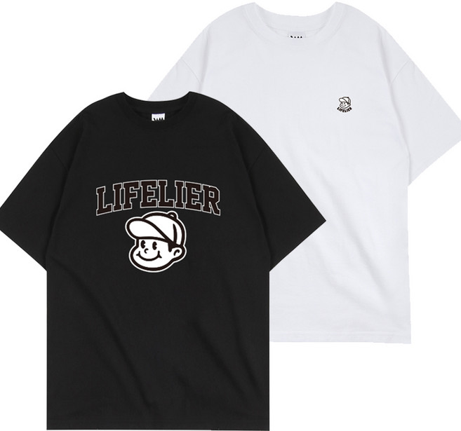 [라이플리어] 1+1 오버핏 반팔 티셔츠 20수 여성 남자 반팔티 2장