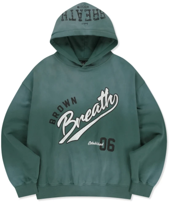BROWNBREATH BREATH WASHED HOODIE - GREEN - 쿠팡