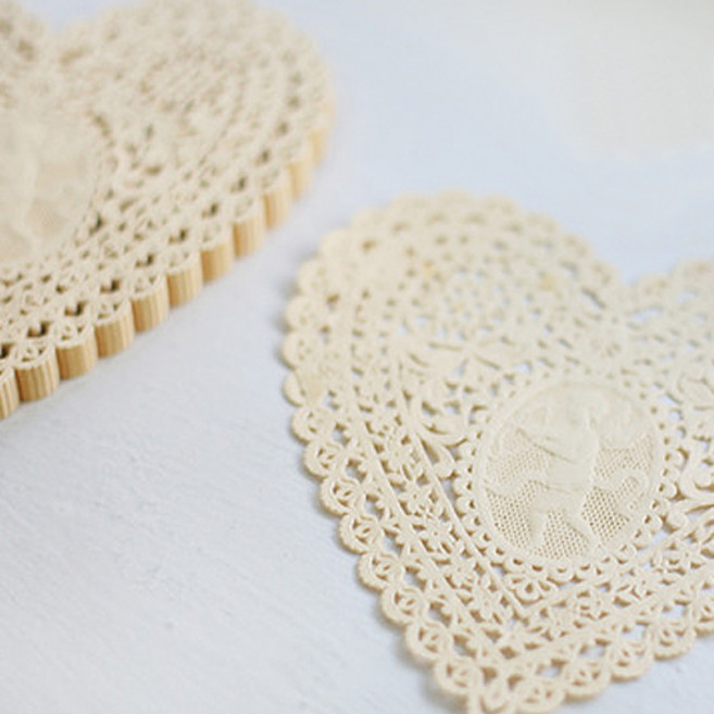 도일리페이퍼하트(대)14.5cm-옐로우(10p)내외, 1개