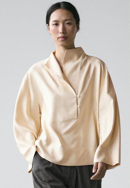 마시모두띠 카라 비스코스 인견 블라우스 베이지 여성 (관부가세포함가)