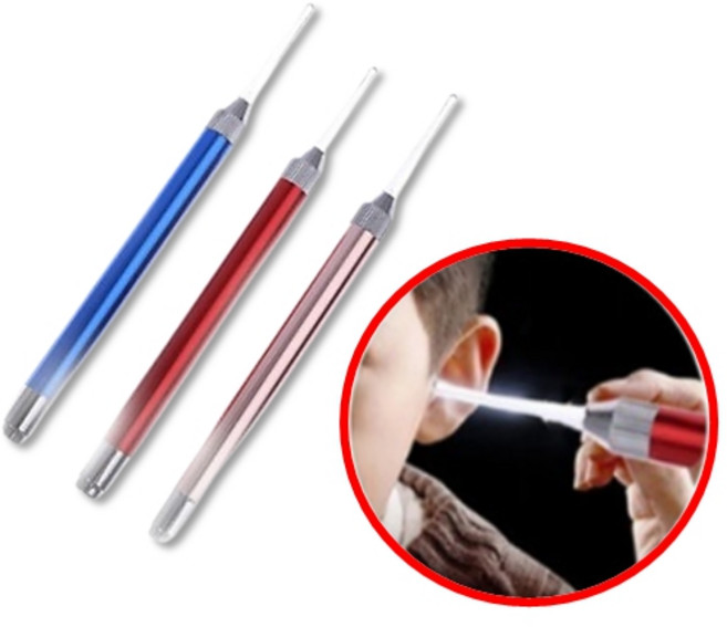 LED불빛 귀후비개 귀지빼기 유연한 귀이개 귓밥청소기, 1개, 블루