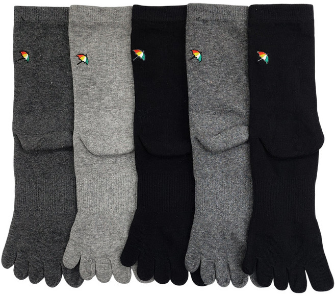 아놀드파마 남자 발가락양말 목긴 장목 건강 파일 무지 신사 기능성 양말 5족