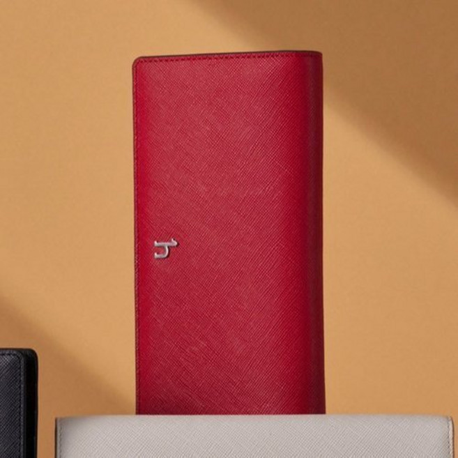 [백화점정품] 헤지스 레드 소가죽 슬림 여성용 컬러풀 심플 고급스러운 장지갑