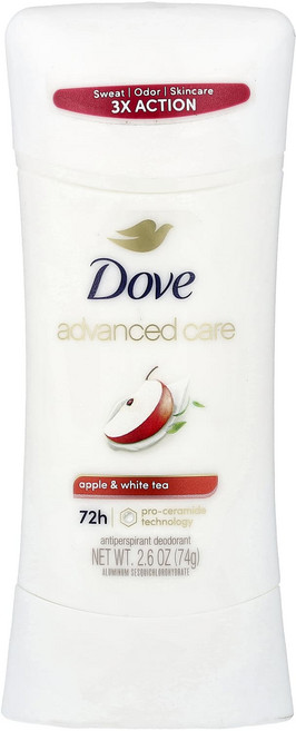 특별한효과 Dove 어드밴스드 케어 땀 억제제 데오도런트 사과 및 백차 74g(2.6oz) 곧일시품절됩니다, Dove어드밴스드케어땀억제제데오도런트사과및백차74g26