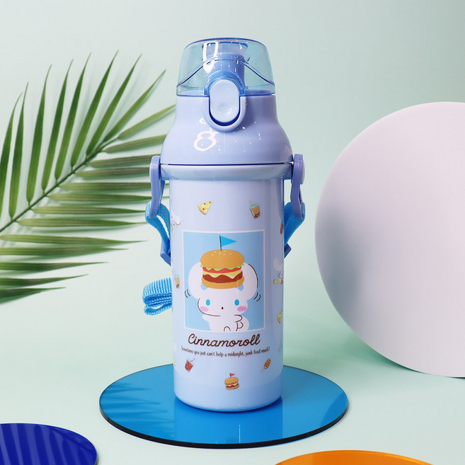 릴팡 아동용 시나모롤 앵커 블링블링 원터치 어깨끈 물통, 혼합색상, 480ml, 1개