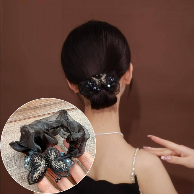 ZMBIRD 2PCS 망사 플라워 곱창끈 엄마 머리끈 N5609