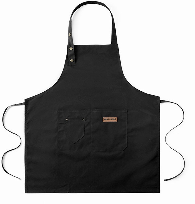 민스리빙 3단 길이조절 똑딱이 목걸이형 바리스타 방수 앞치마, 블랙, 5개