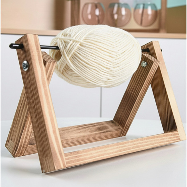 벨노아 엉킴 없는 원목 뜨개실 얀홀더 뜨개질 실 거치대, 1개, 우드