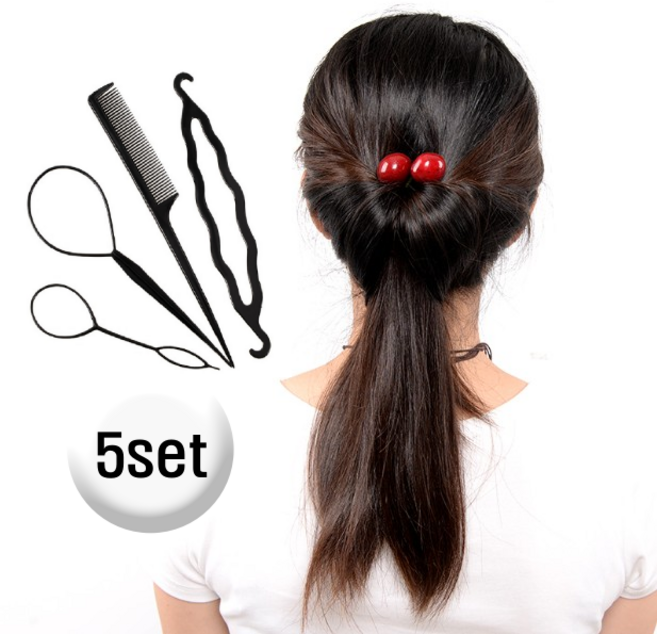 머리묶는도구 유아 올림머리 헤어도구 머리땋기 머리바늘, 5세트, 머리바늘 4종