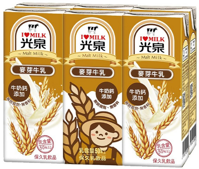 光泉 麥芽牛乳 牛奶鈣 添加 無防腐劑·無香料, 6個裝, 200ml