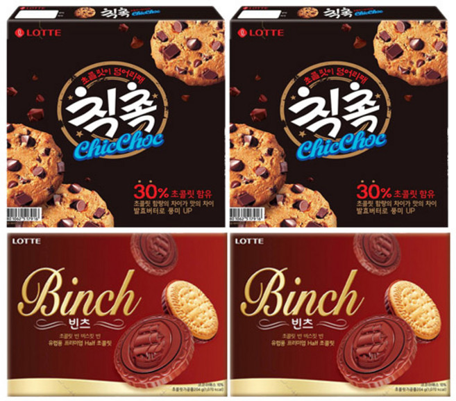 롯데 빈츠 204g+칙촉 180g (총 4개), 204g, 1세트
