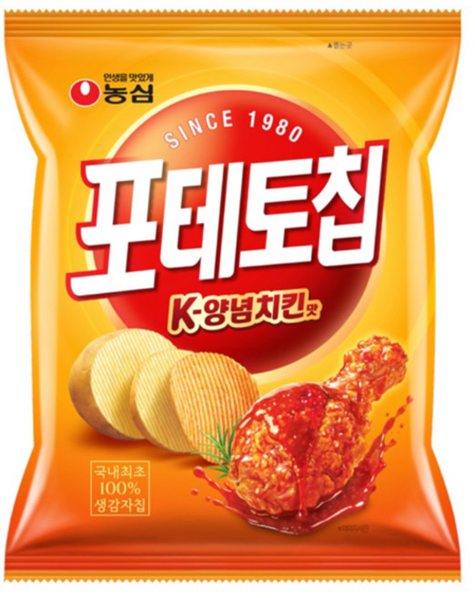 농심 포테이토칩 K양념치킨맛 과자, 9개, 50g