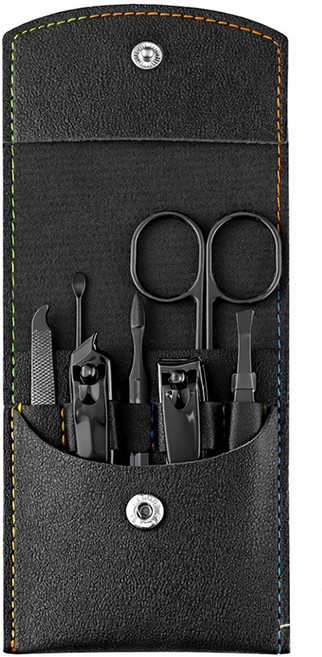 파우치형 블랙 손톱깍이 7종 세트, 1세트