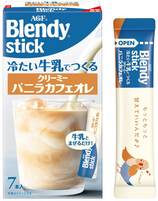 AGF Blendy 冷牛奶製成的香濃香草歐蕾咖啡隨身包, 5.5g, 1個, 7入