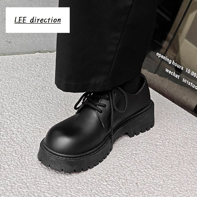 리디렉션 남성 6cm 키높이 더비슈즈 통굽 플랫폼 블랙 캐주얼구두 250~290mm