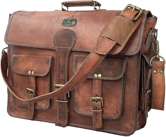 Cuero DHK 35.6cm(14인치) 빈티지 핸드메이드 가죽 메신저 백 노트북 서류 가방 최고의 컴퓨터 사첼 디스트레스드 백