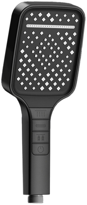 大面板七種花灑模式蓮蓬頭, 黑色, 1個