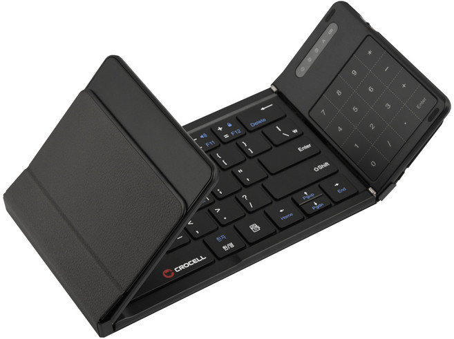 크로셀 CROCELL C-Flip Hybrid Touch 하이브리드 터치 접이식 무선 블루투스 키보드 (블랙), 블랙, 제조사축