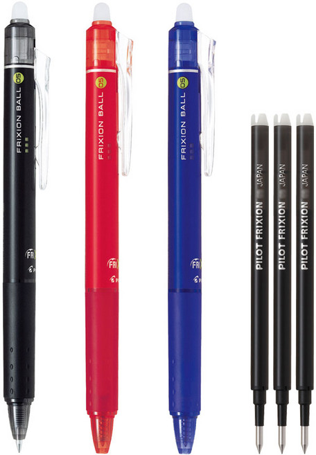 파이롯트 지워지는 볼펜 프릭션 0.5mm 흑 청 적 리필 4본입, 4개, 세트