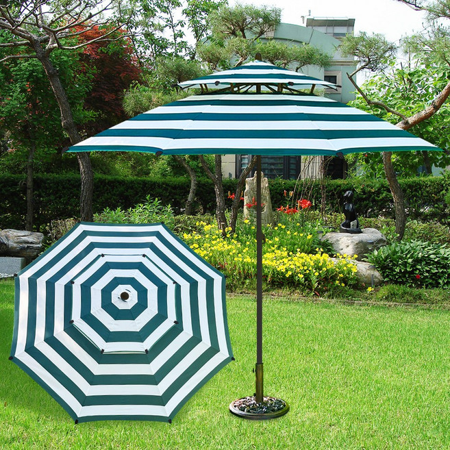 산들바람 파라솔 특허청등록 색이 바래지않는 특수프린팅원단 29년전통 파라솔 전문기업, 산들바람 레인보우파라솔(그린/아이보리)_받침대별매