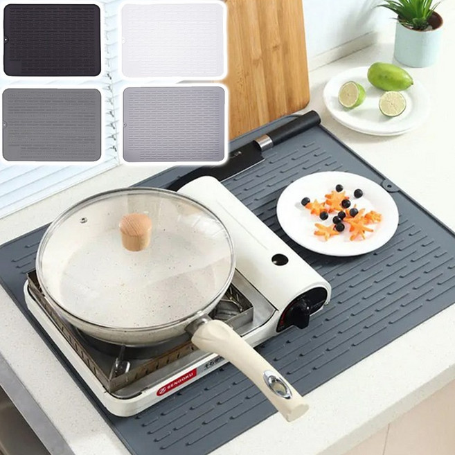 실리콘 오븐받침대 오븐매트 깔개 오븐에어프라이어 받침 에어프라이어매트, 라이트그레이 L 45X40cm, 1개