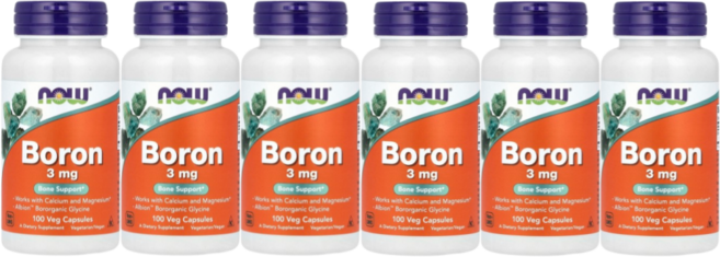 NOW Foods Boron 3 mg Veggie Capsules 보론, 100정, 6개