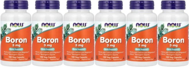 NOW Foods Boron 3 mg Veggie Capsules 보론, 100정, 6개 - 쿠팡