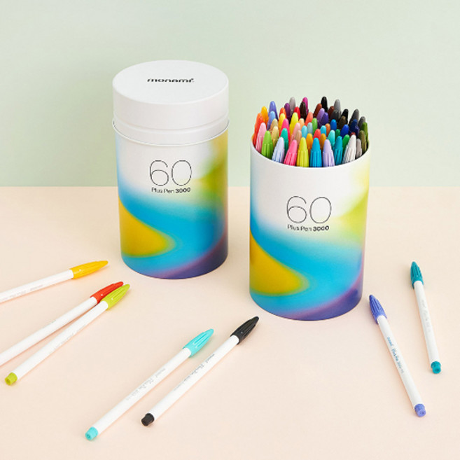 모나미 플러스펜 60색 틴케이스 세트, 혼합색상, 1세트