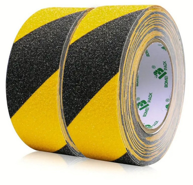 론조모니 다용도 미끄럼 방지 방수 논슬립테이프 안전사선 2p 세트, 블랙+노랑, 2개