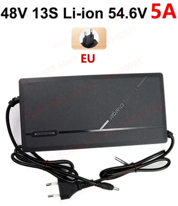 36V 48V 충전기 2A 5A 10S 13S 리튬 이온 배터리 팩 42V 54.6V 냉각 팬이 스마트 고속 EU 플러그, 01 EU Plug, 02 48V 5A-DC