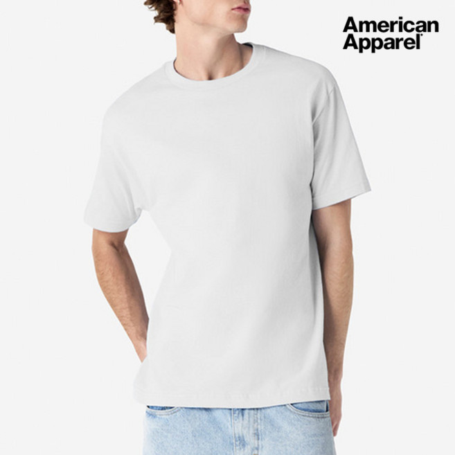 트리플에이 AAA 1301 무지 18수 레이어드 오버핏 반팔 티셔츠 화이트