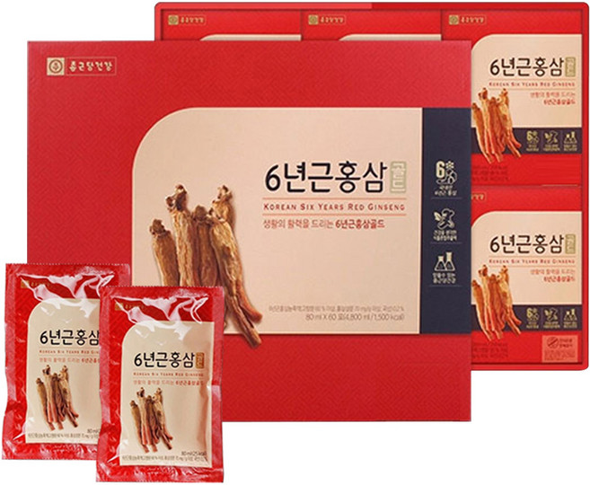 홍삼농축액 홍삼진액 6년근 홍삼 홍삼즙 엑기스 사포닌 숙지황 구기자 복령 생강 파우치 마시는홍삼 부모님 어르신 선물세트, 80ml, 120개